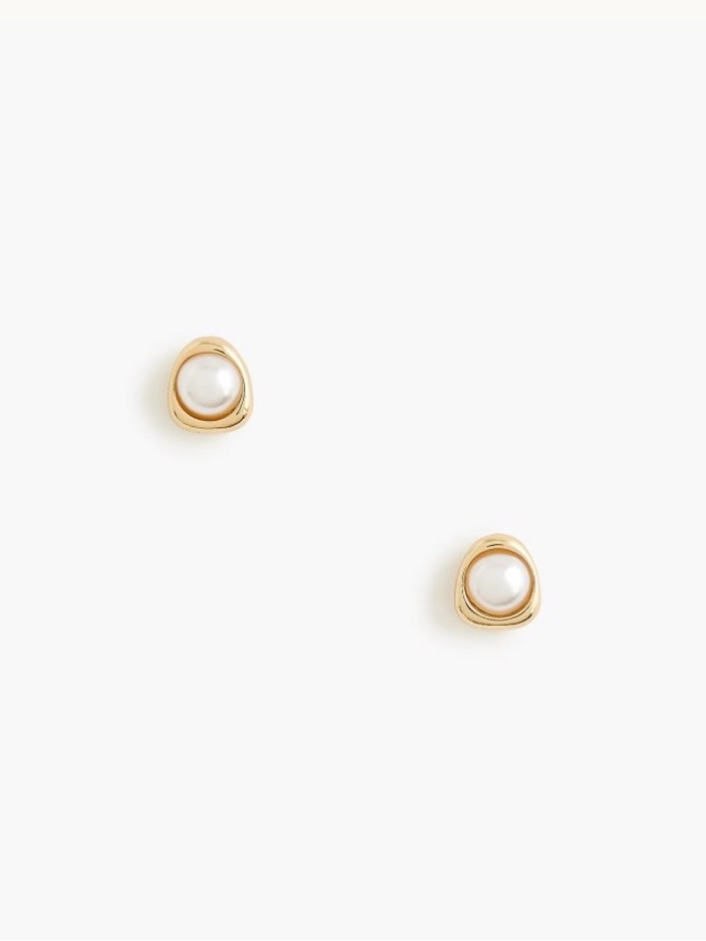J.Crew Pearl Stud Earrings Gold Tone Hypoallergenic NWT Classic Minimalist
